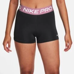 Nike Women's Pro 3" Shorts (027 - Black/Elemental Pink/White)