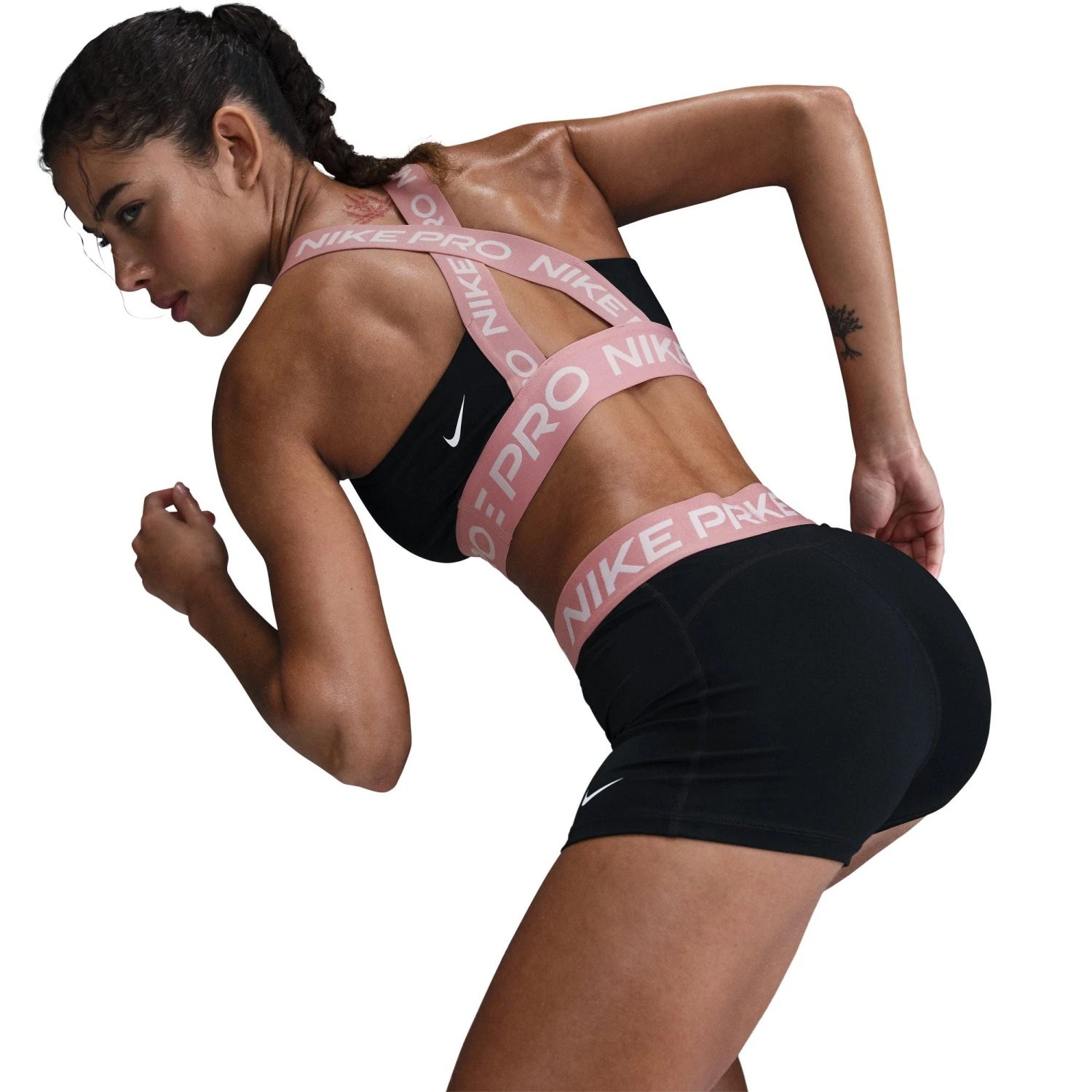 Nike Women's Pro 3" Shorts (027 - Black/Elemental Pink/White) 8 Nike Women's Pro 3" Shorts (027 - Black/Elemental Pink/White) - Image 6