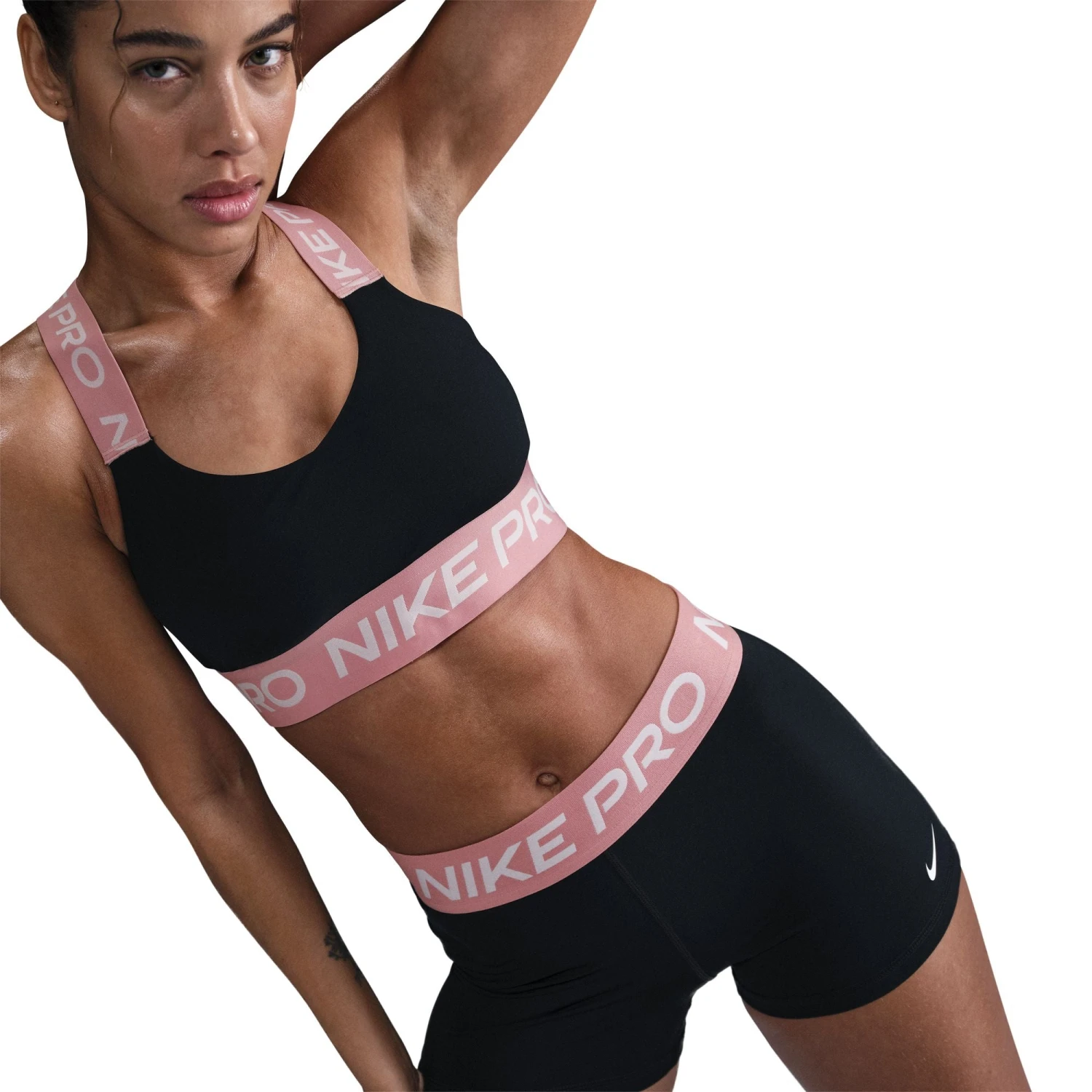 Nike Women's Pro 3" Shorts (027 - Black/Elemental Pink/White) 7 Nike Women's Pro 3" Shorts (027 - Black/Elemental Pink/White) - Image 5