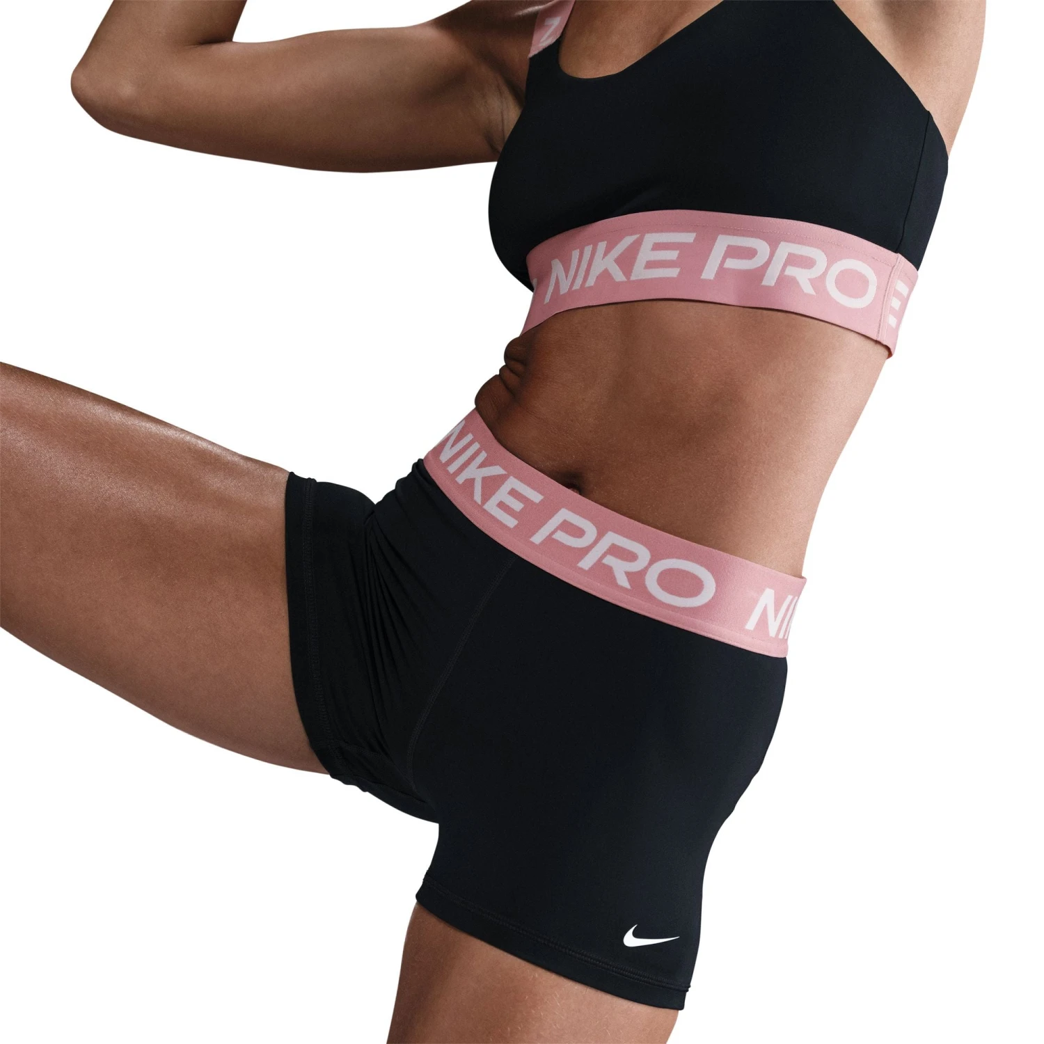 Nike Women's Pro 3" Shorts (027 - Black/Elemental Pink/White) 6 Nike Women's Pro 3" Shorts (027 - Black/Elemental Pink/White) - Image 4