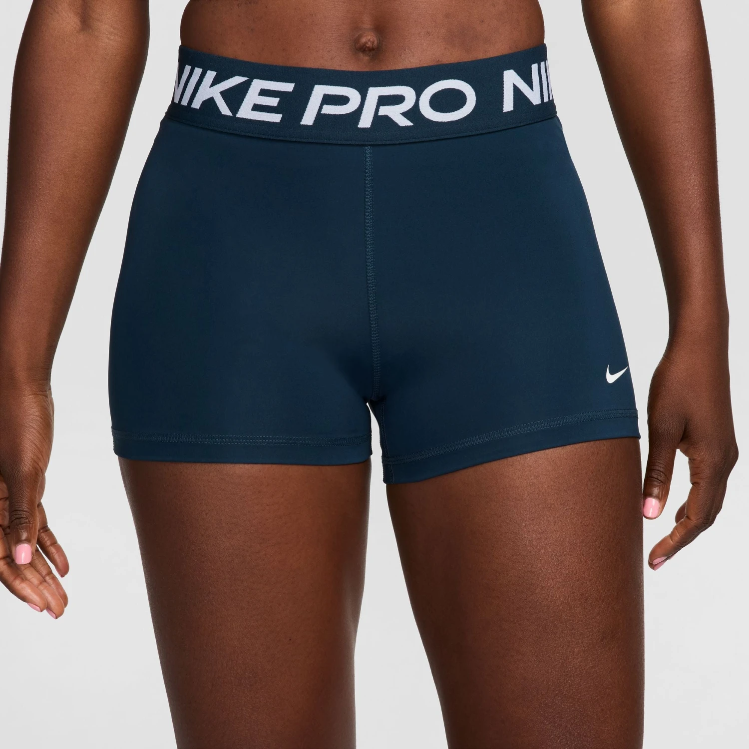 Nike Women's Pro 3" Shorts (478 - Armory Navy/White) 4 Nike Women's Pro 3" Shorts (478 - Armory Navy/White) - Image 2
