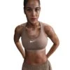 Nike Women’s Swoosh Medium Support Sports Bra (233 - Mink Brown/White) 1 Nike Women’s Swoosh Medium Support Sports Bra (233 - Mink Brown/White) -FastStride Gear AURORA DX6821 233 PHSYM001 2000