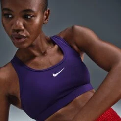 Nike Women’s Swoosh Medium Support Sports Bra (547 - Court Purple/White) -FastStride Gear AURORA DX6821 547 PHSYMG03 2000