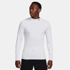 Nike Men's Dri-FIT Warm Long-Sleeve Fitness Mock (100 - White/Black)