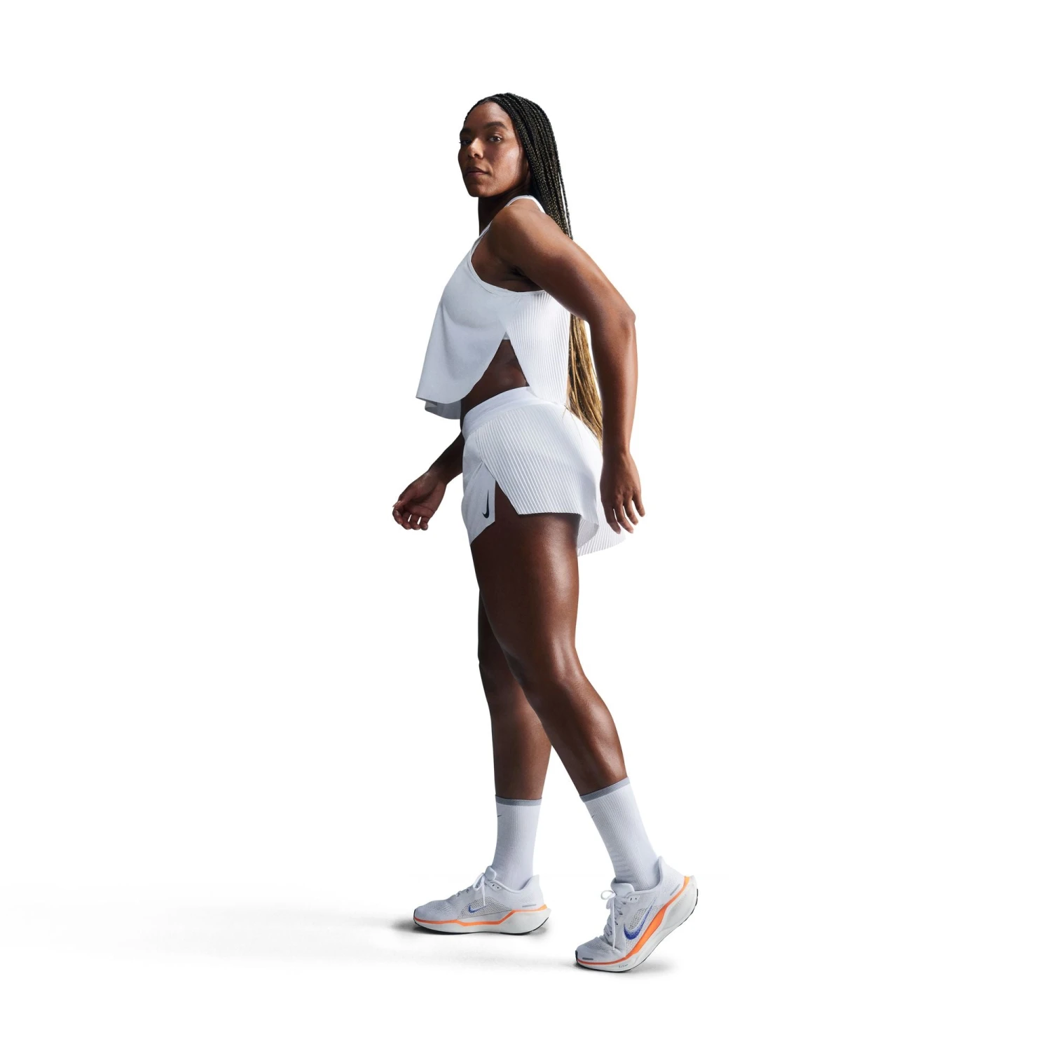 Nike Women's AeroSwift Women's Dri-FIT ADV Cropped Running Tank Top (100 - White/Black) 5 Nike Women's AeroSwift Women's Dri-FIT ADV Cropped Running Tank Top (100 - White/Black) - Image 3