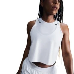 Nike Women's AeroSwift Women's Dri-FIT ADV Cropped Running Tank Top (100 - White/Black)