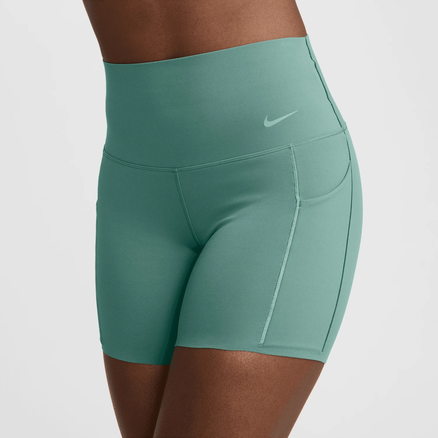 Nike Women's Universa Medium-Support High-Waisted 5" Biker Shorts With Pockets (361 - Bicoastal/Black) 6 Nike Women's Universa Medium-Support High-Waisted 5" Biker Shorts With Pockets (361 - Bicoastal/Black) - Image 4
