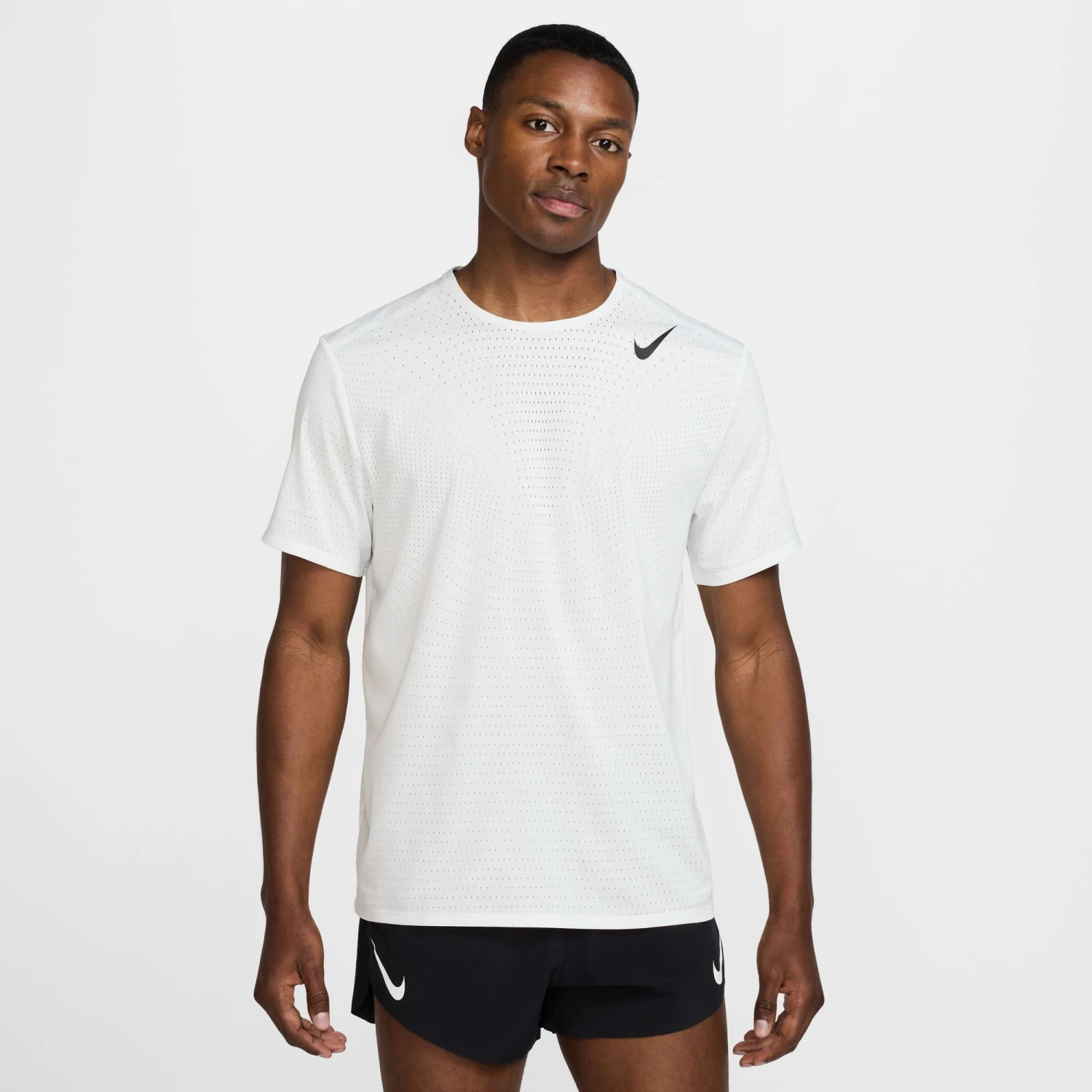 Nike Men's AeroSwift Dri-FIT ADV Short-Sleeve Running Top (121 - Summit White/Black) 3 Nike Men's AeroSwift Dri-FIT ADV Short-Sleeve Running Top (121 - Summit White/Black)
