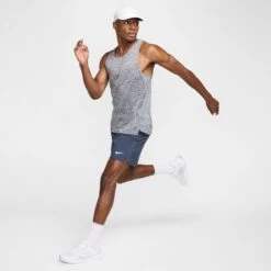 Nike Men's Stride Dri-FIT ADV Running Tank Top (437 - Thunder Blue/Heather/Reflective Silver) -FastStride Gear AURORA HV5210 437 PHSYM004 2000