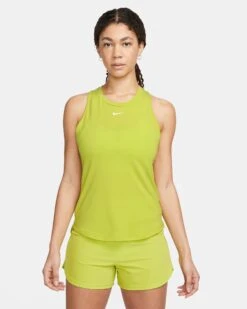 Nike Women's DRI-FIT One Luxe Tank (308 - Bright Cactus/Reflective Silver)