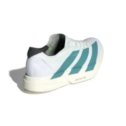 ADIDAS Men's Adizero Adios Pro 4 (FTWWHT/PURTEA/CARBON) 11 ADIDAS Men's Adizero Adios Pro 4 (FTWWHT/PURTEA/CARBON) -FastStride Gear JR1267 7 FOOTWEAR Photography BackLateralTopView white