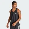 ADIDAS Men's OTR Base Tank (Black) 2 ADIDAS Men's OTR Base Tank (Black) -FastStride Gear Own The Run Tank Top Black IN1499 21 model