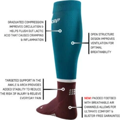CEP Women's Run Tall Socks 4.0 (Petrol/Dark Red) 11 CEP Women's Run Tall Socks 4.0 (Petrol/Dark Red) -FastStride Gear Run Socks 4 0 petrol dark red WP209R W infographic 4 1080x cd581649 9c6b 4d94 a817 ba23f7bfc860