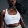 Nike Swoosh Light Support Sports Bra (100 - White/Black) -FastStride Gear W NK SWSH LGT SPT BRA