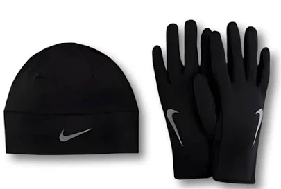 Nike Men's Run Dry Hat And Glove Set (082 - Black/Reflective Silver) 3 Nike Men's Run Dry Hat And Glove Set (082 - Black/Reflective Silver)
